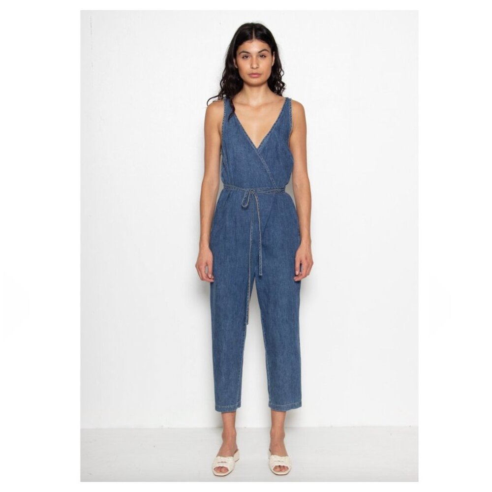 RACHEL Comey Twiss Wrap Jumpsuit Light Wash